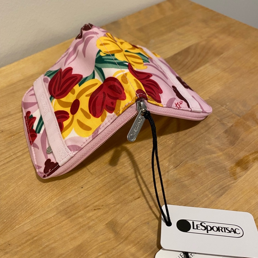 LeSportsac Pink Blooms Compact Zip Wallet - Picture 3 of 4